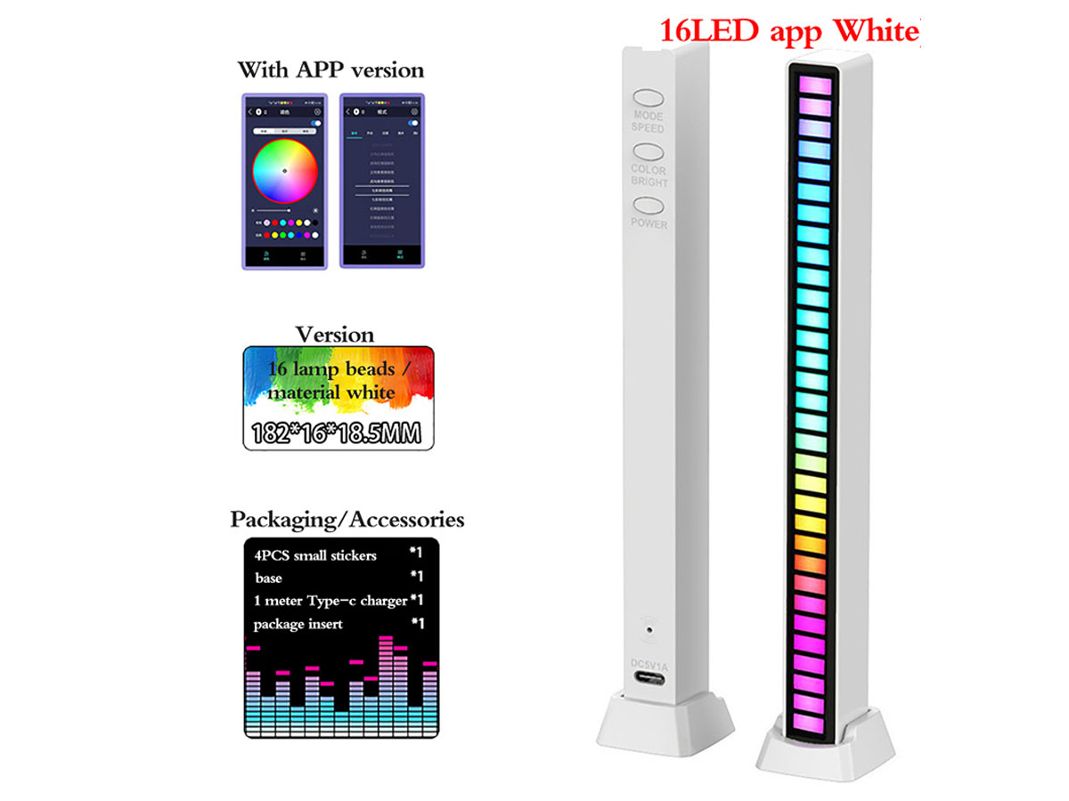 Wskaźnik wysterowania audio 16LED biały zasilany poprzez USB ABS