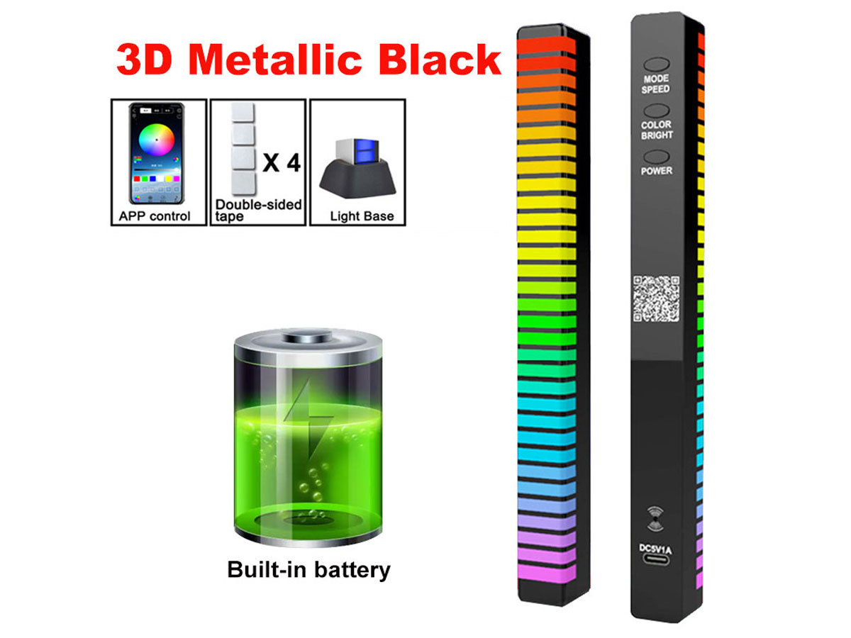 Wskaźnik wysterowania audio 3D z wbudowaną baterią czarny