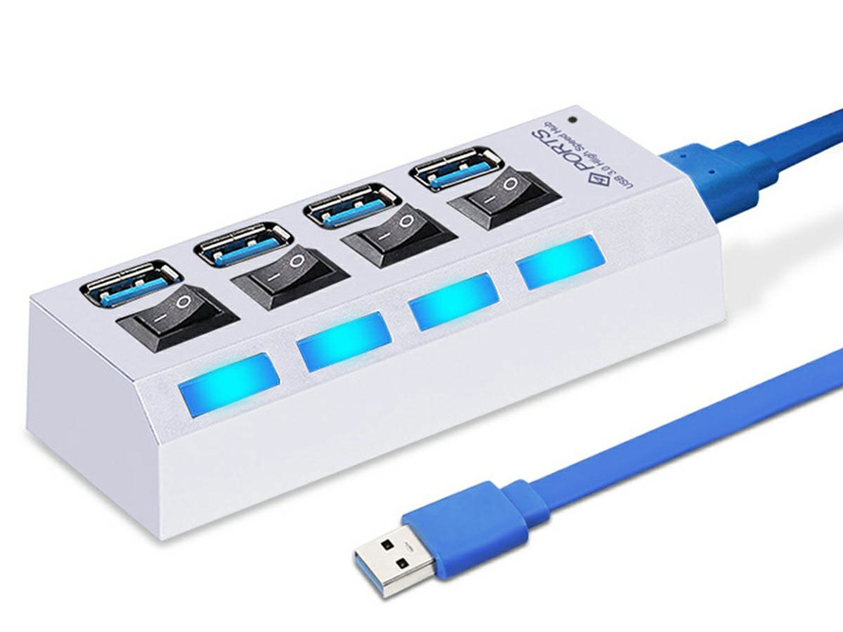 HUB rozdzielacz USB 3.0 port x4 aktywny biały 
