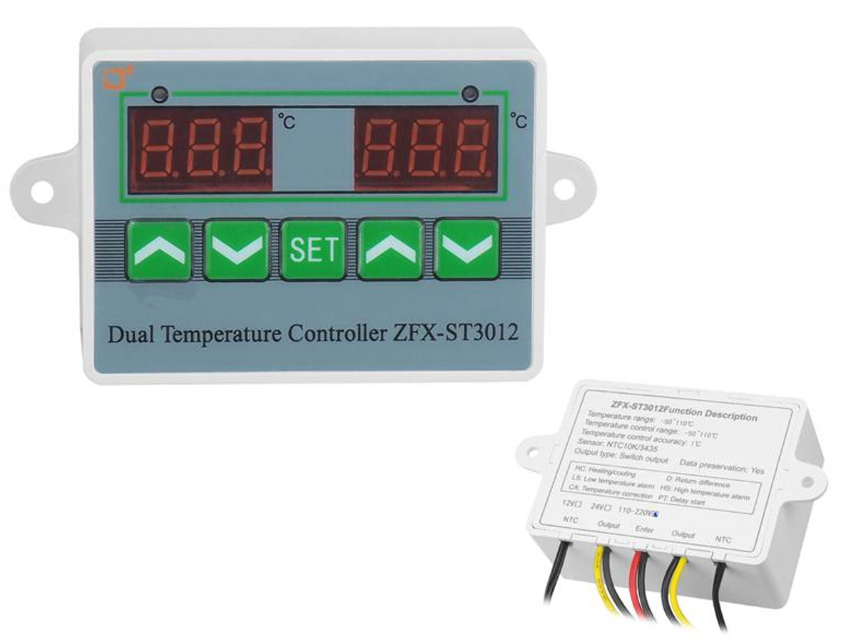 podwójny termostat z wyświetlaczem oraz programowalnym, cyfrowym regulatorem LXE6135
