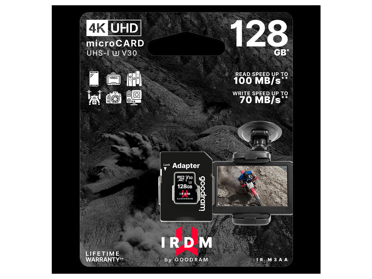 Karta pamięci microSD 128 GB UHS-I U3 Goodram z adapterem TGD-IRM3AA1280R12