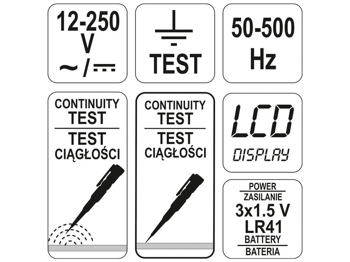 Wskaźnik elektryczny YT-28630 z wyświetlaczem LCD