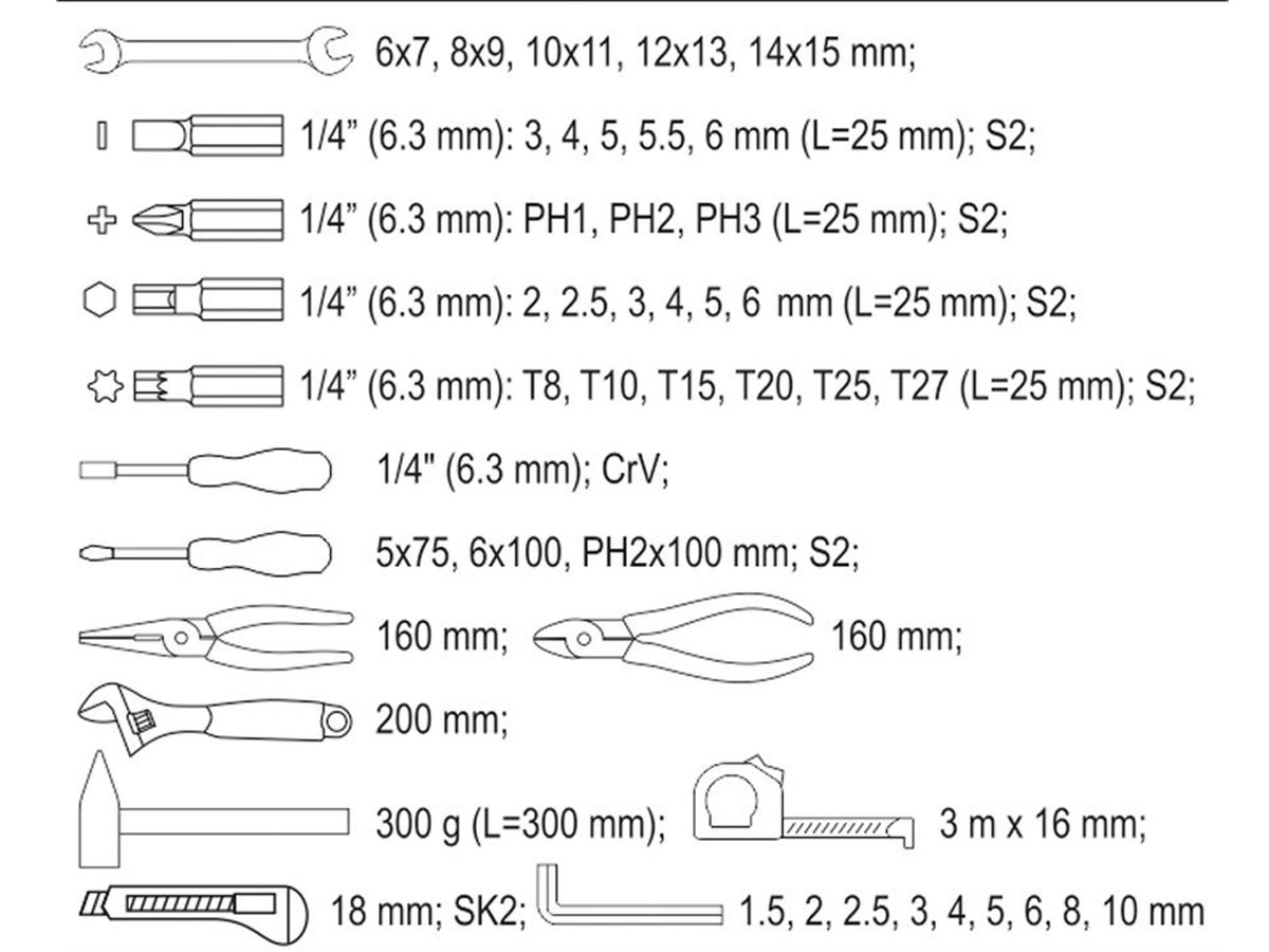 Zestaw narzędziowy w praktycznej torbie (etui) 44 elementy YT-39280