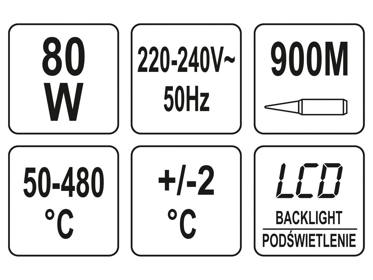 Lutownica kolbowa YT-82701 z regulacją temperatury i wyświetlaczem