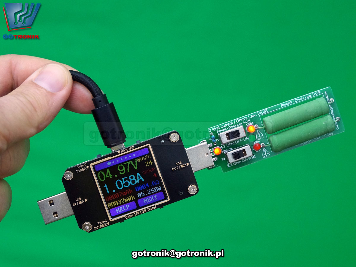 miernik portu USB, miernik napięcia prądu mocy z portu usb, tester usb, USB Power Detector, pomiar prądu USB, A3