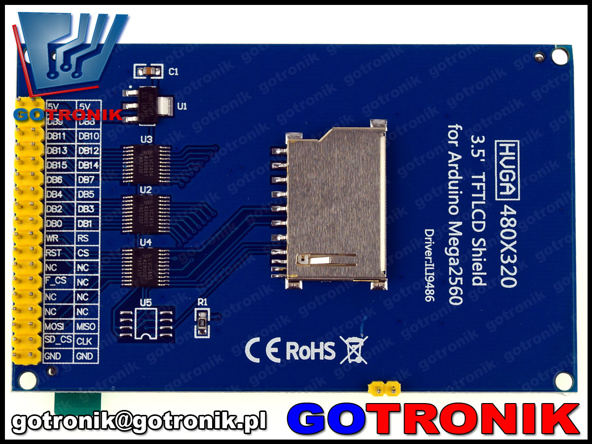Wyświetlacz LCD TFT 3,5cala 480x320 sterownik ILI9486 MAR3513 Mega2560 arduino BTE-467