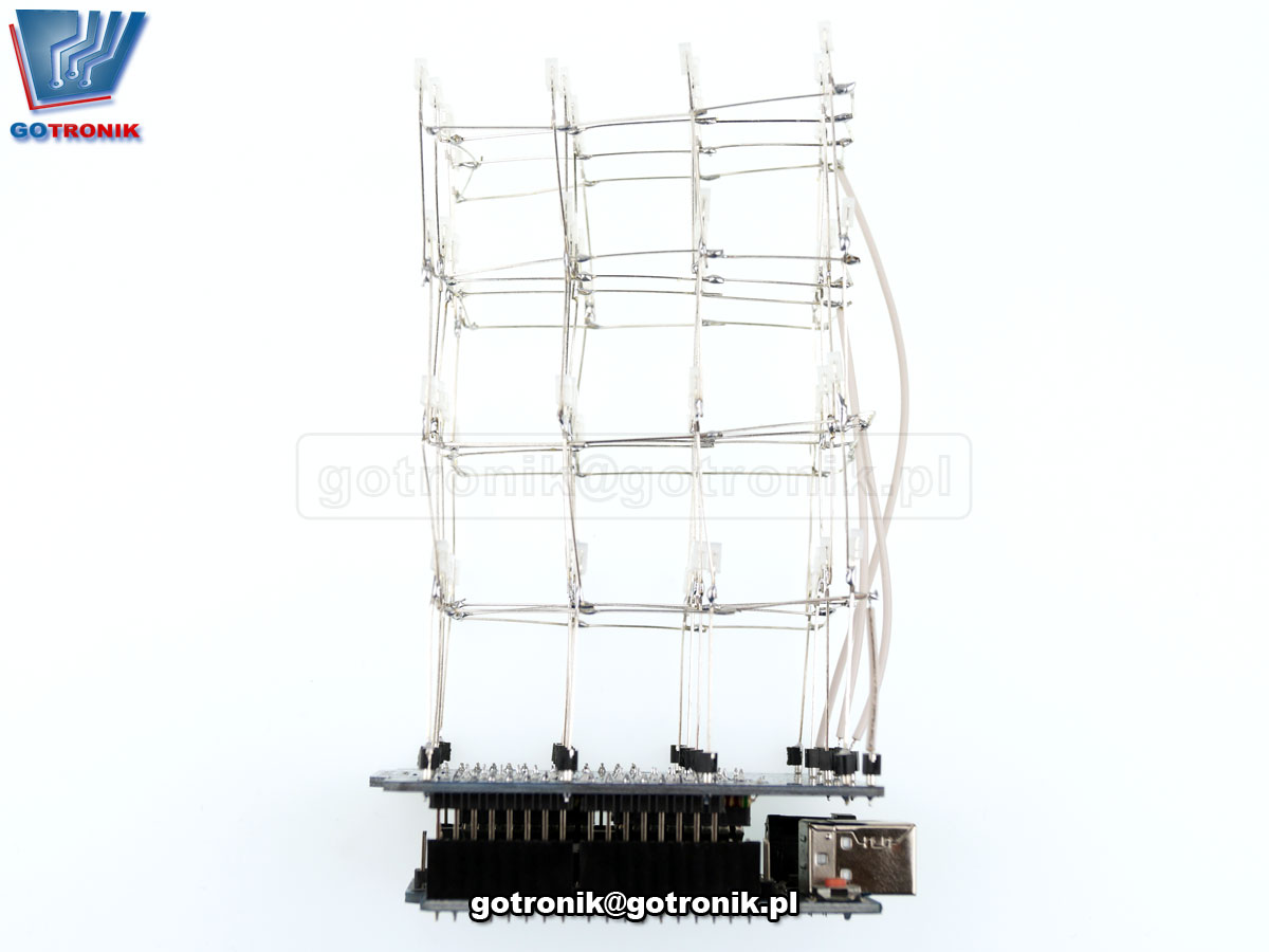 3D LightSquared 4x4x4 LED Cube - Shield Arduino BTE-601 elekt świetlny - zestaw do samodzielnego montażu KIT DIY
