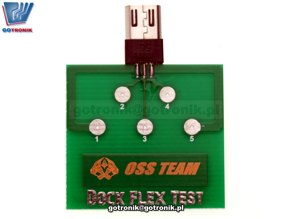 BTE-649 Dock Flex Test - płytka serwisowa z wtykiem microUSb do diagnozy serwisowej telefonów i smartfonów Android. Służy do pomiarów napięcia na złączu i diagnostyki.