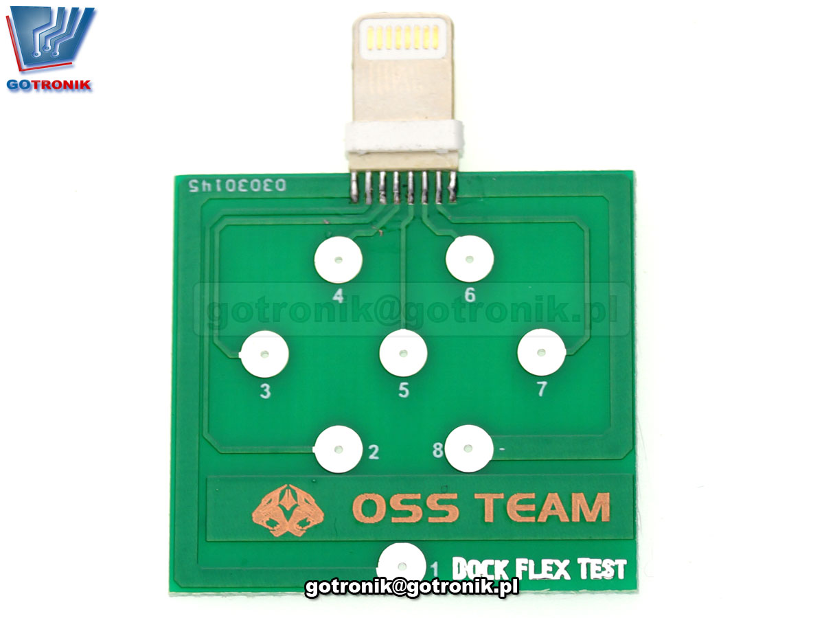BTE-650 Dock Flex Test - płytka serwisowa z wtyk lightning do diagnozy serwisowej telefonów i smartfonów aplle iphone. Służy do pomiarów napięcia na złączu i diagnostyki.