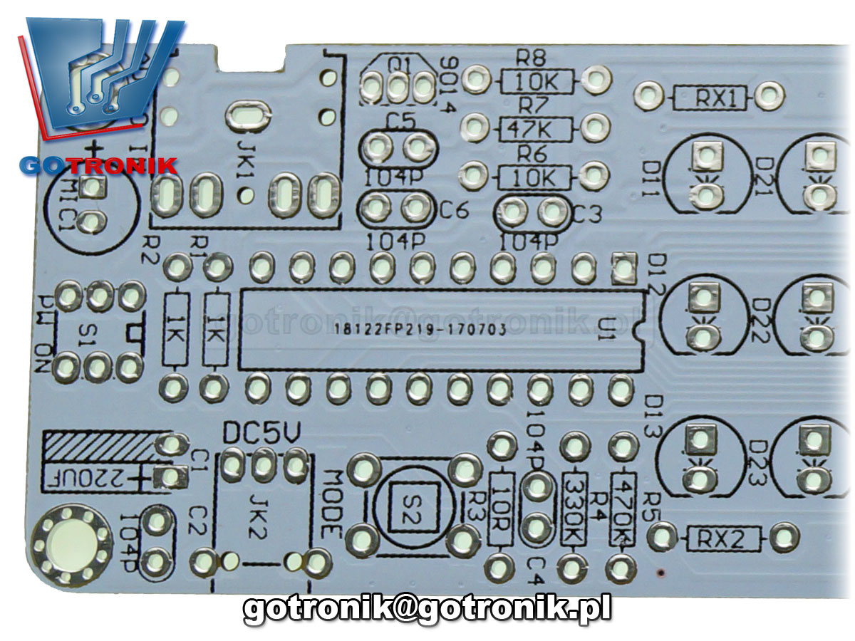 ELEK-134 SL-1603 wskaźnik wysterowania audio 48 led Audio Spectrum efekt świetlny - zestaw do samodzielnego montażu KIT DIY