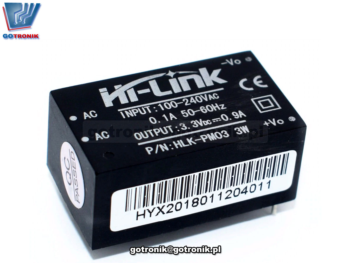 Miniaturowy zasilacz produkcji Hi-Link model HLK-PM03 3,3V 1000mA