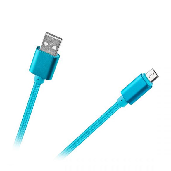 ml0801bl przewód kabel usb microUSB nylon oplot dobrej jakości niebieski