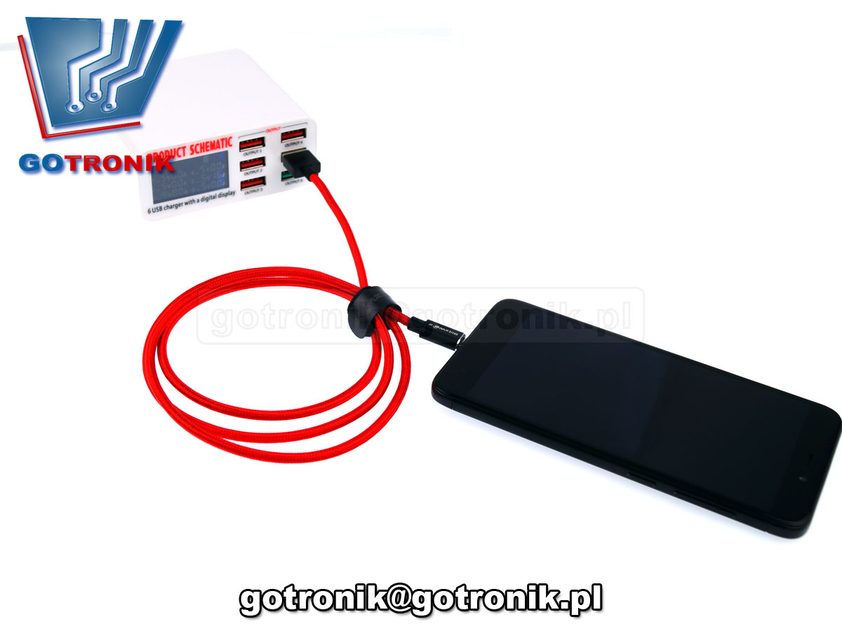 Ładowarka sieciowa USB 6 gniazd wyświetlacz prądu. Quick Charge 3.0 Qualcomm