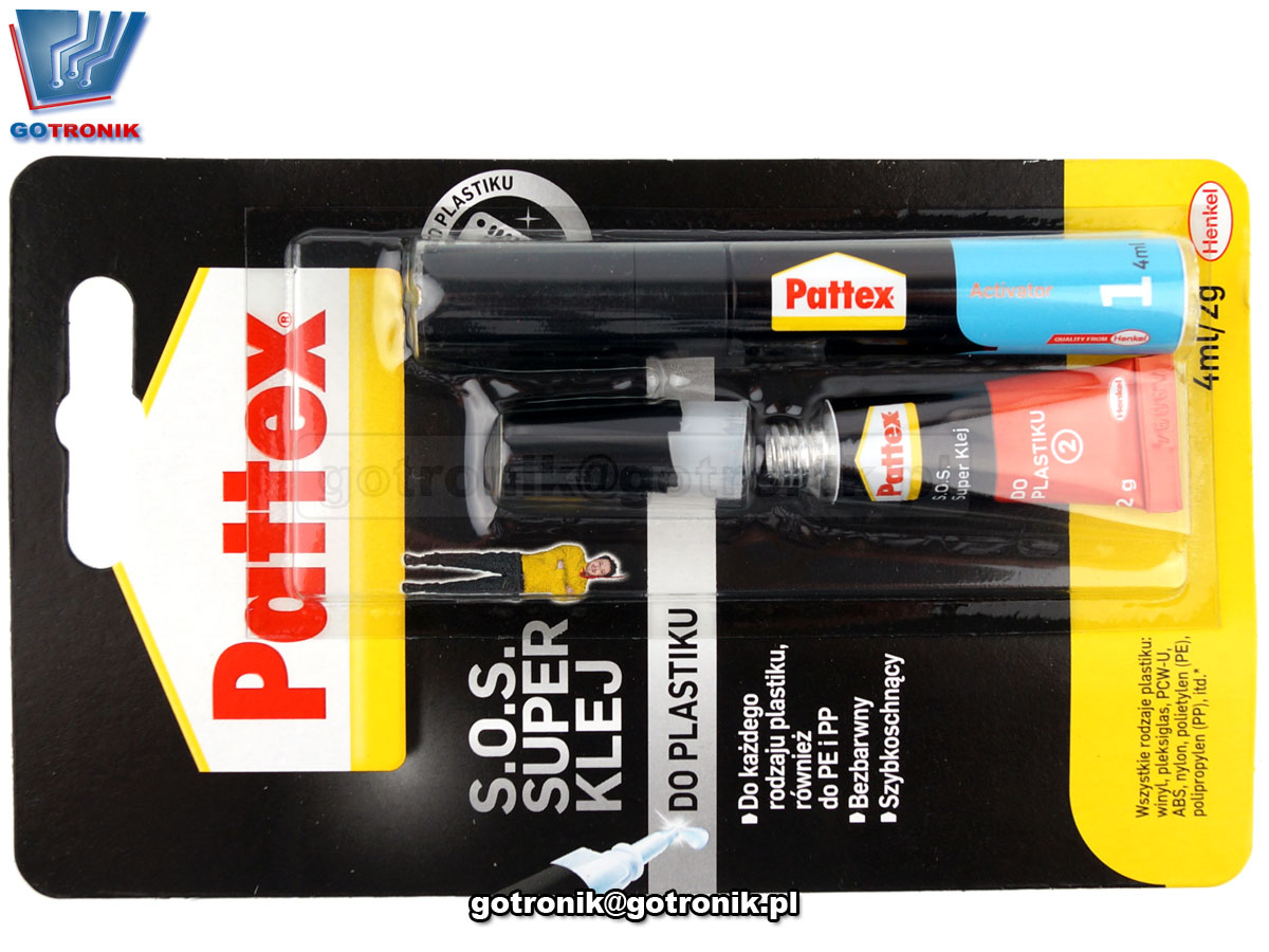 Pattex S.O.S. Super Klej do plastiku jest błyskawicznym klejem do każdego rodzaju plastiku,