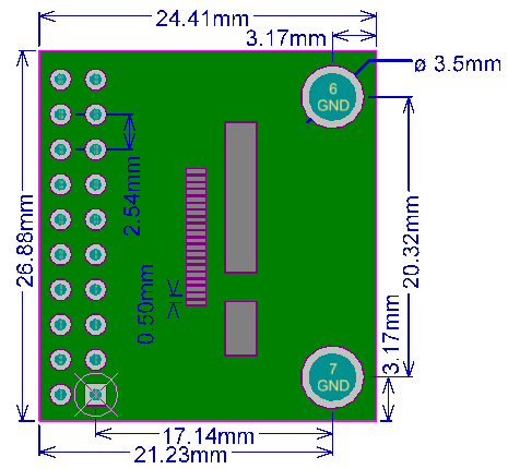 PCB-109 adapter Płytka drukowana FPC/FFC 20pin 0,5mm do taśm przewodzących