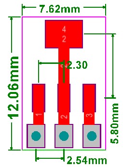PCB-113 Płytka drukowana SOT89 lub SOT223 na SIP3 2,54mm 100mils