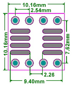 PCB-119 Płytka drukowana SO14/TSOP14 na DIP16 PCB adapter 1.27mm: SOP14/SOIC14/SO14/ 0.65mm: TSSOP14/SSOP14/MSOP14