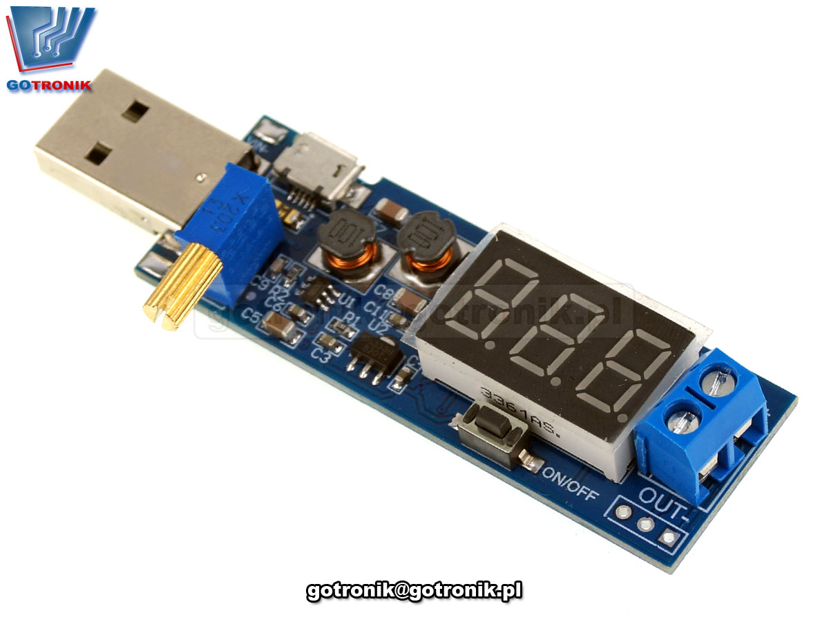 BTE-667 impulsowa przetwornica napięcia DC podwyższająca stepup USB microusb z woltomierzem