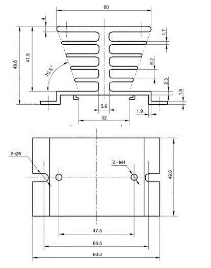 Radiator aluminiowy do przekaźników półprzewodnikowych SSR Fotek zamiennik HF92B-80 BTE-652