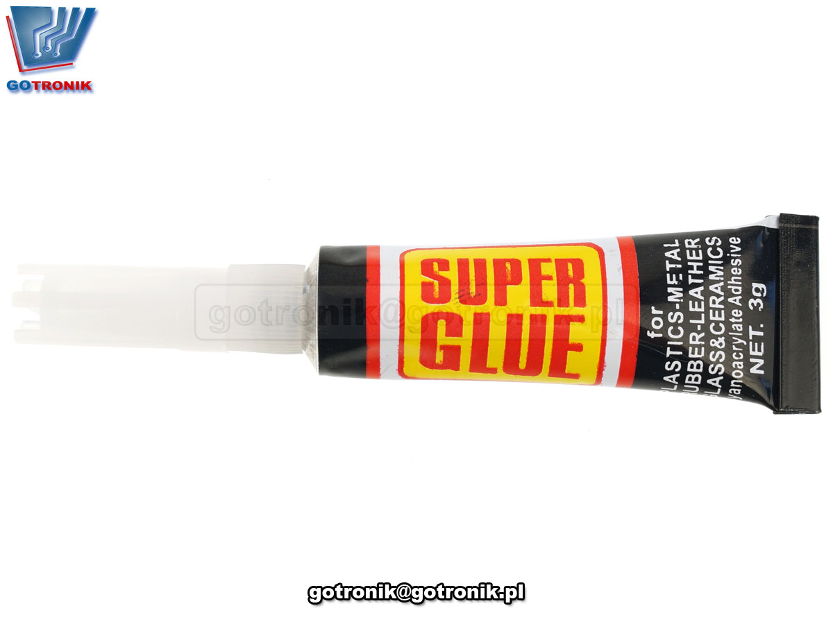 Super Glue klej błyskawiczny 3g do plastiku, metalu, drewna, skóry, gumy, szkła, porcelany, papieru CYJANOAKRYL 
