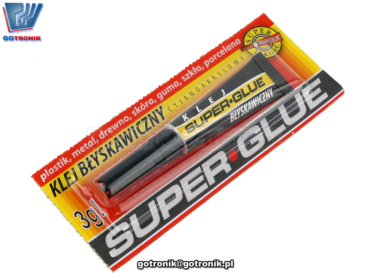 Super Glue klej błyskawiczny 3g medox do plastiku, metalu, drewna, skóry, gumy, szkła, porcelany, papieru
