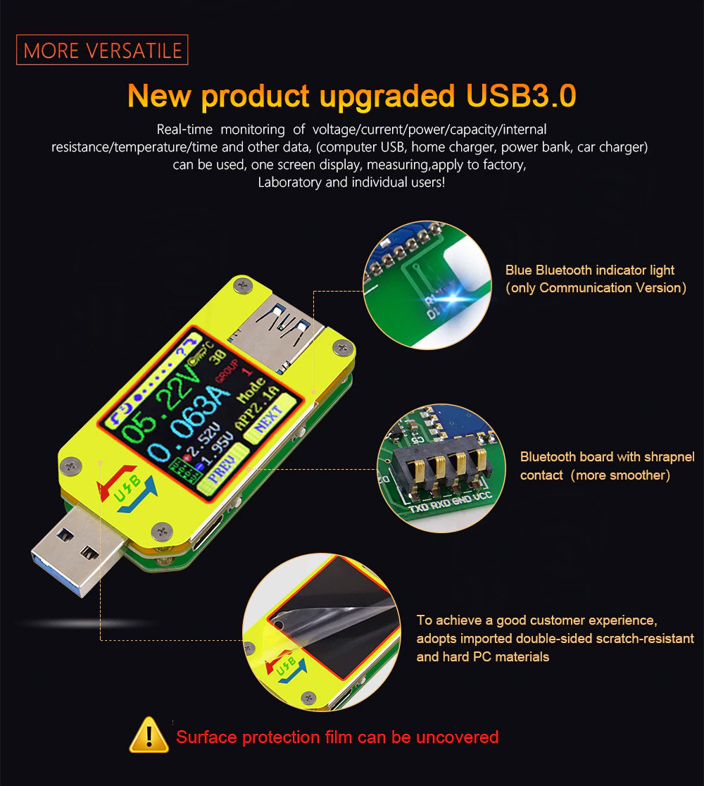 UM34C miernik portu USB, charger doctor, miernik USB, tester USB, Bluetooth, usb c, 