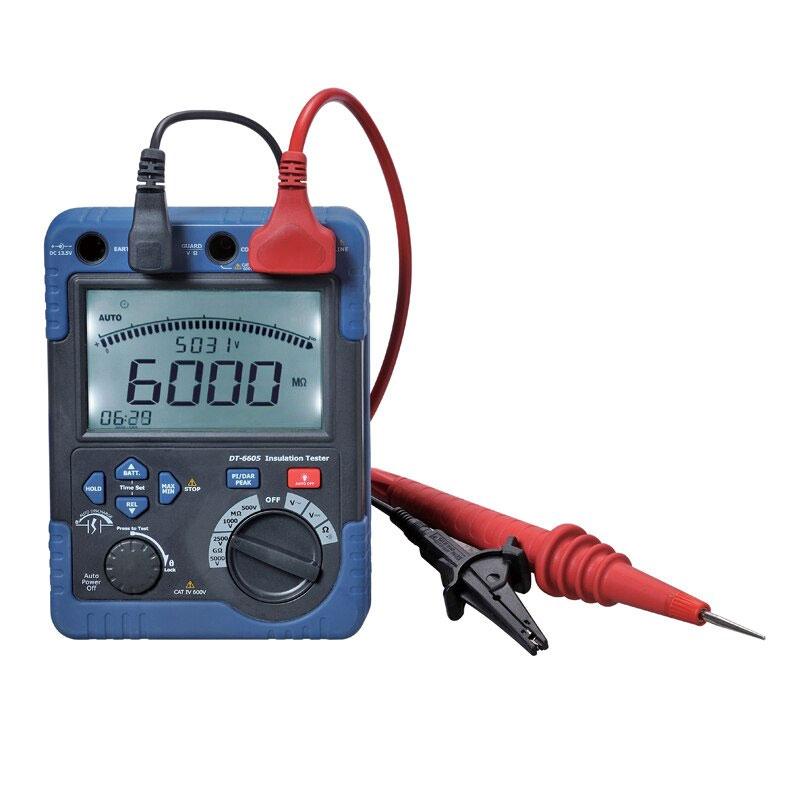 DT-6605 CEM miernik rezystancji izolacji induktor do pomiarów elektrycznych napiecie probiercze 500V 1000V 2500V 5000V 5kV DAR PI