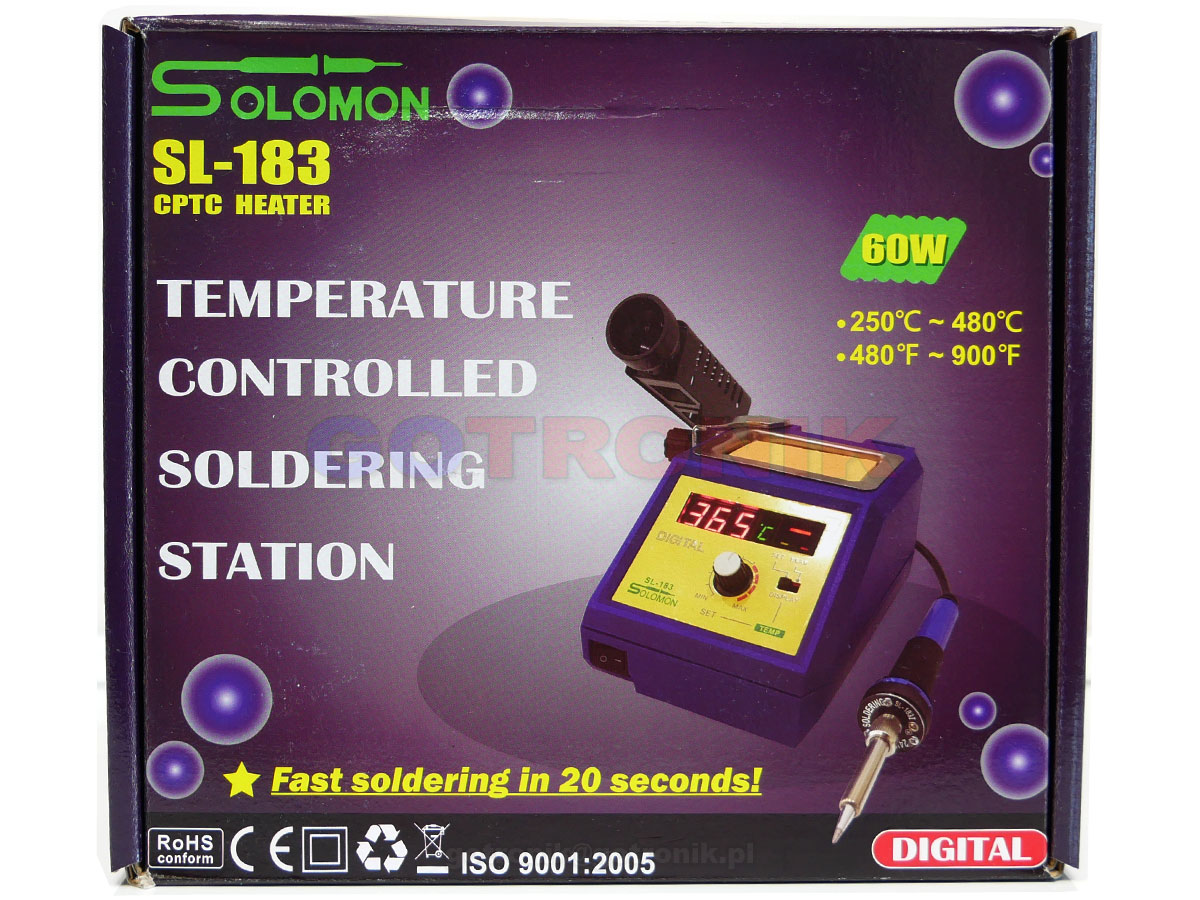 Stacja lutownicza SL-183 Solomon 60W grzałka CPTC