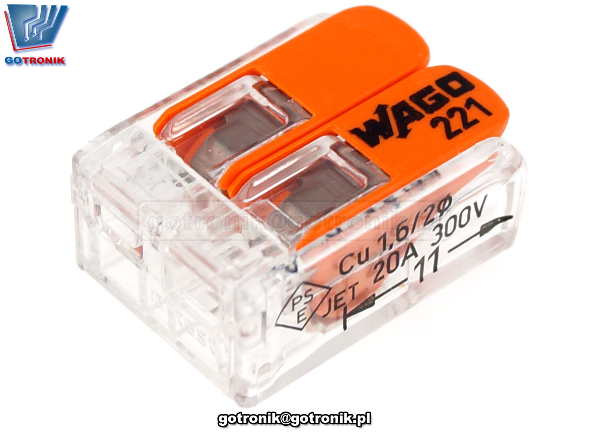 Szybkozłączka 2x0,2-4mm2 transparentna pomarańczowa x16szt. Z249