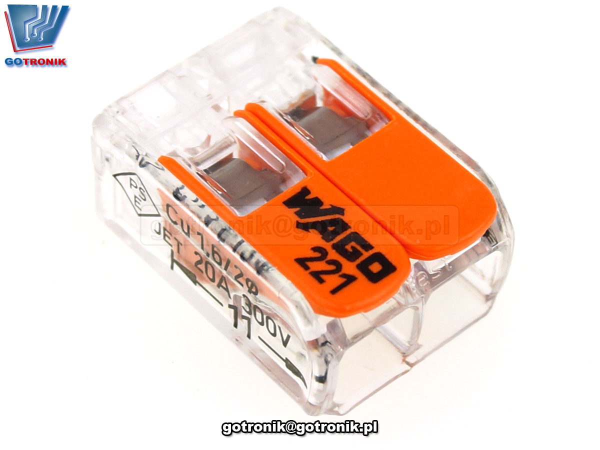 Szybkozłączka 2x0,2-4mm2 transparentna pomarańczowa x16szt. Z249