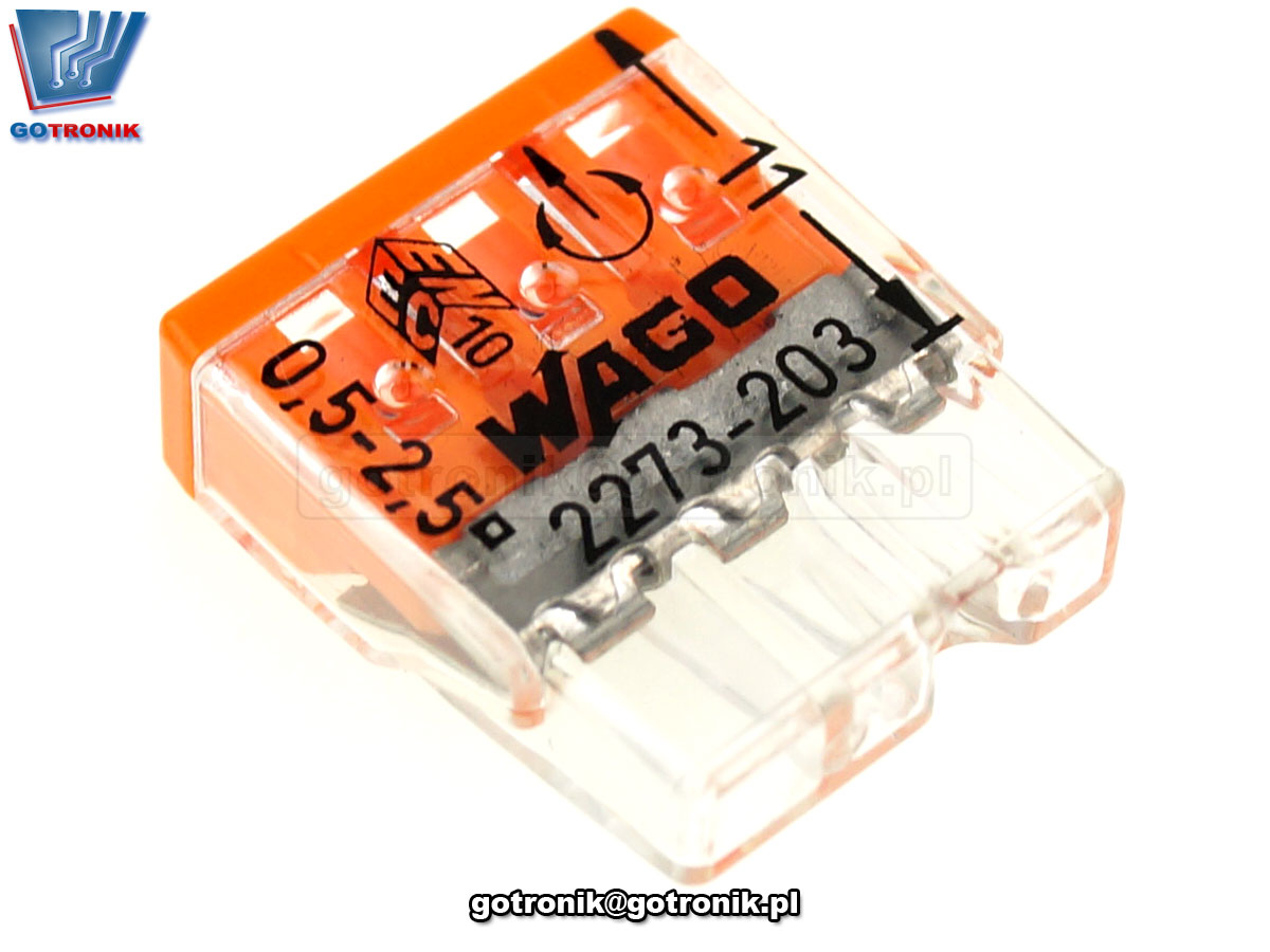 Szybkozłączka 3x 0,5-2,5mm2 transparentna pomarańczowa x30szt. Z245