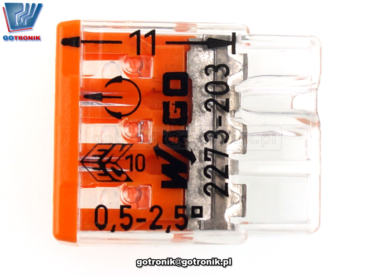 Szybkozłączka 3x 0,5-2,5mm2 transparentna pomarańczowa x100szt. Z257P