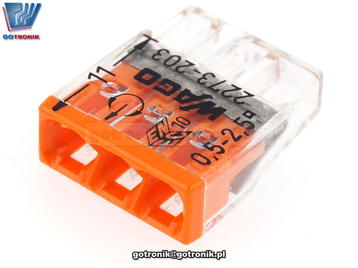 Szybkozłączka 3x 0,5-2,5mm2 transparentna pomarańczowa x1szt. Z257