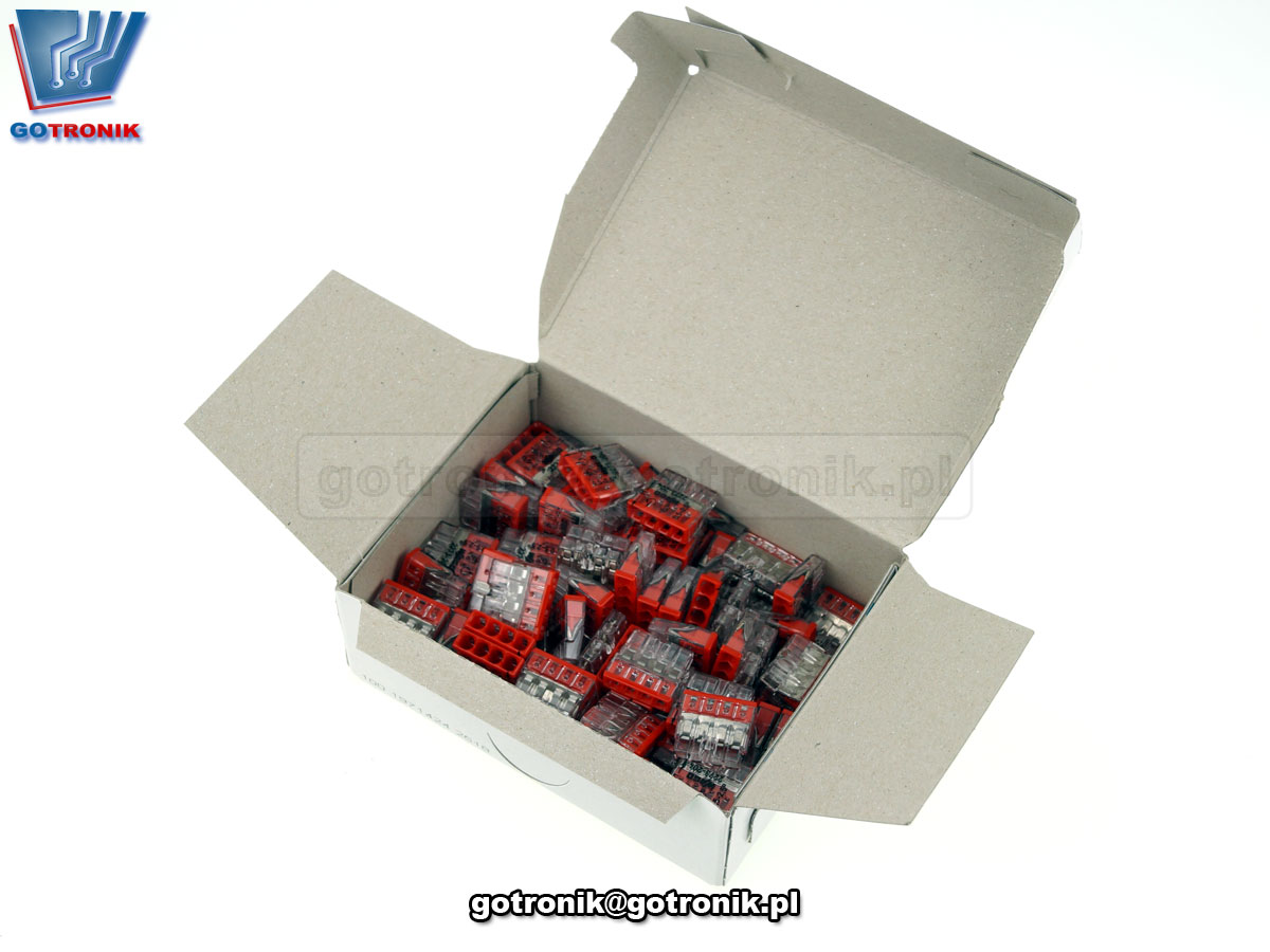 Szybkozłączka 4x 0,5-2,5mm2 transparentna czerwona x100szt. Z258P