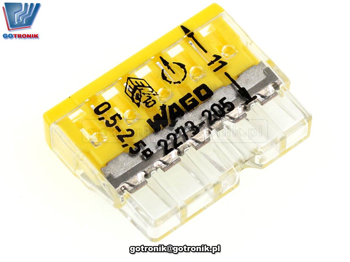 Szybkozłączka 5x 0,5-2,5mm2 transparentna żółta x20szt. Z247
