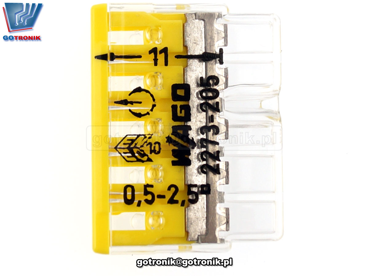 Szybkozłączka 5x 0,5-2,5mm2 transparentna żółta x20szt. Z247