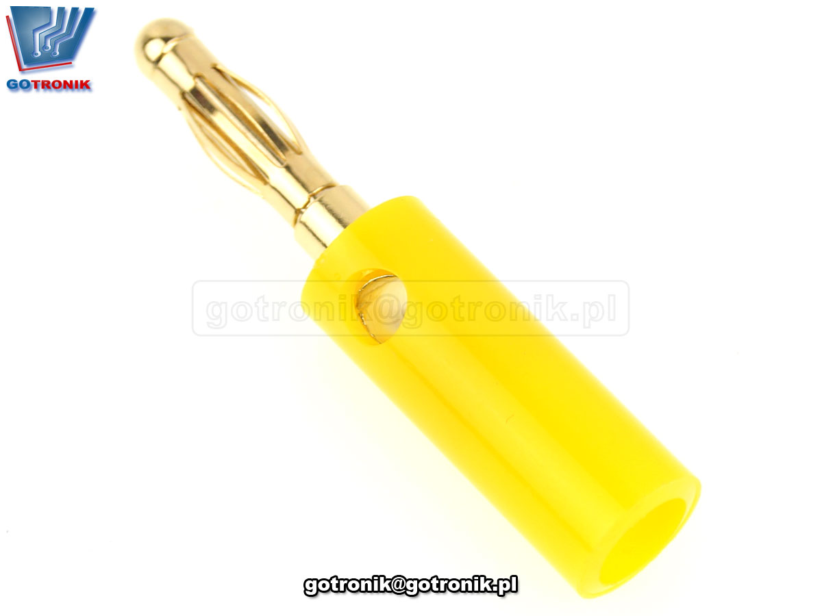 wtyk banan 4mm 25.419.3 pozłacany prosty amass żółty