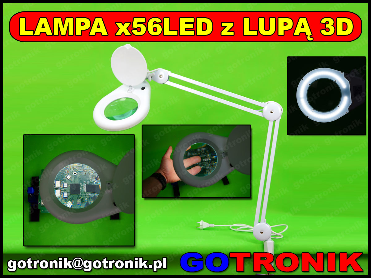 lampa z lupą 5d powiększająca soczewka 5dioptrii lampa led smd x56 9w 5cali 127mm warsztatowa kosmetyczna biała statywie LAM-021 650lm serwisowa 8066d2
