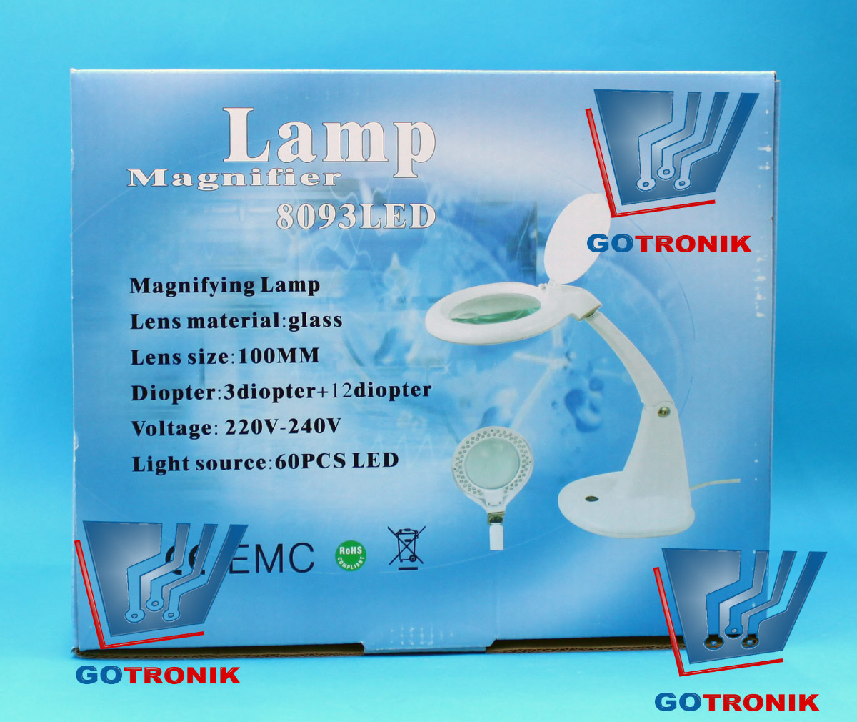 Lampa biurkowa z lupą 96mm 3D+12D 8093 60x LED