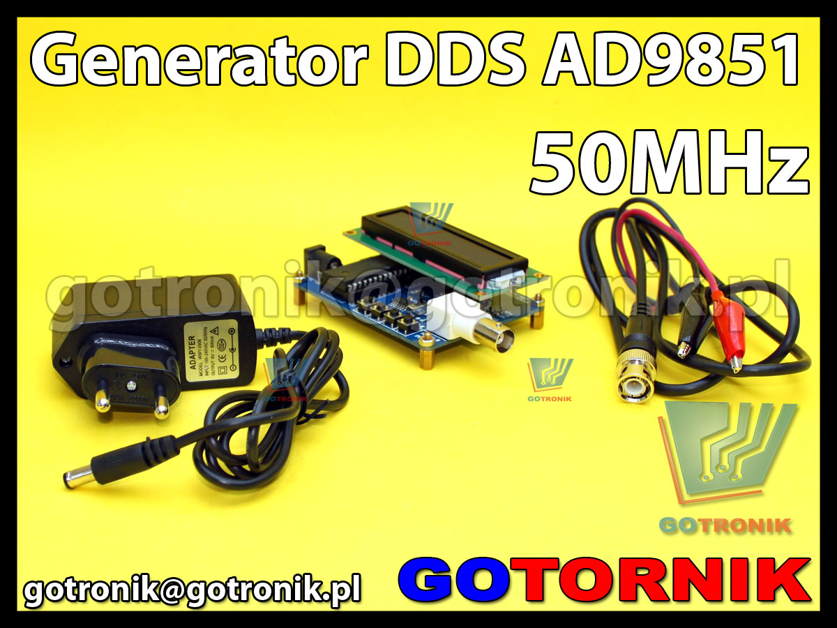 generator funkcyjny sygnałowy AD9851 DDS 50MHz sinusoida prostokąt