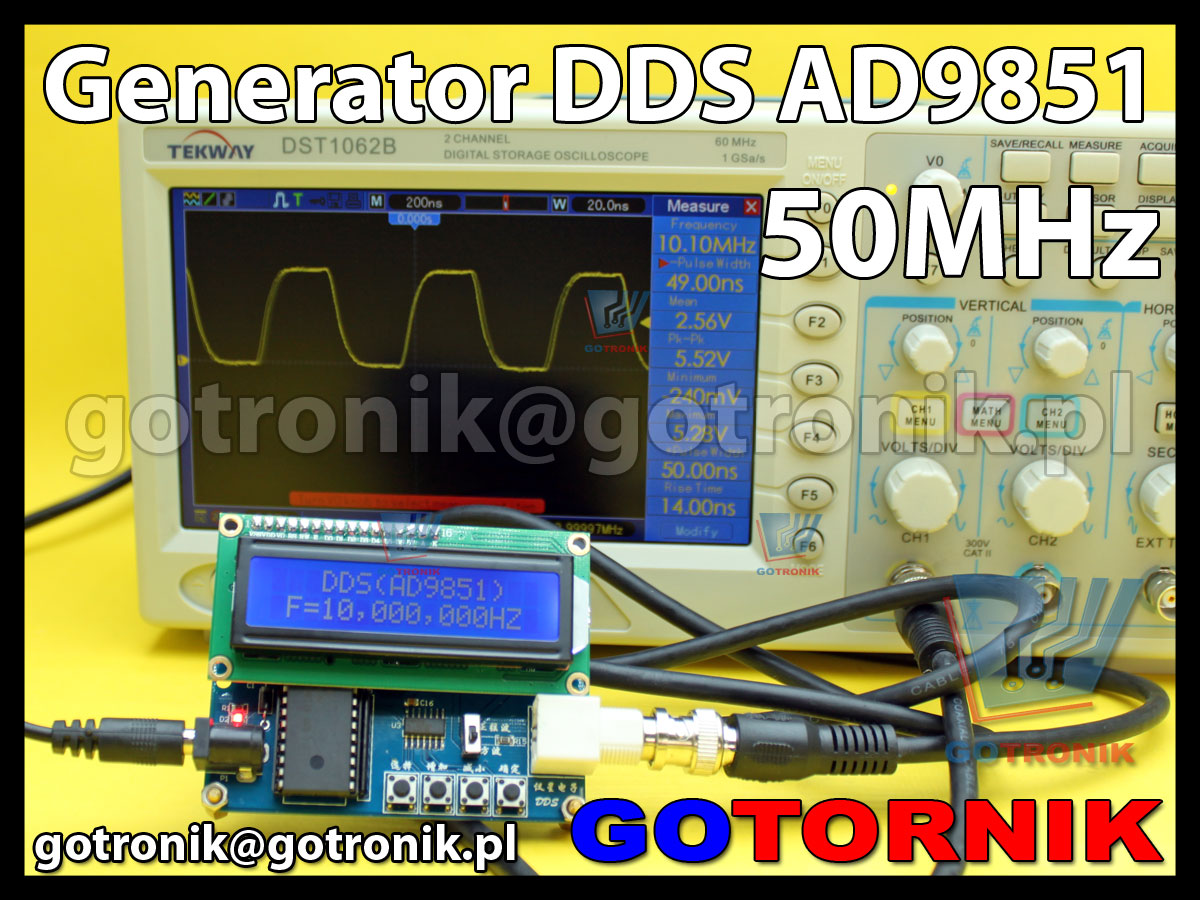 generator funkcyjny sygnałowy AD9851 DDS 50MHz sinusoida prostokąt