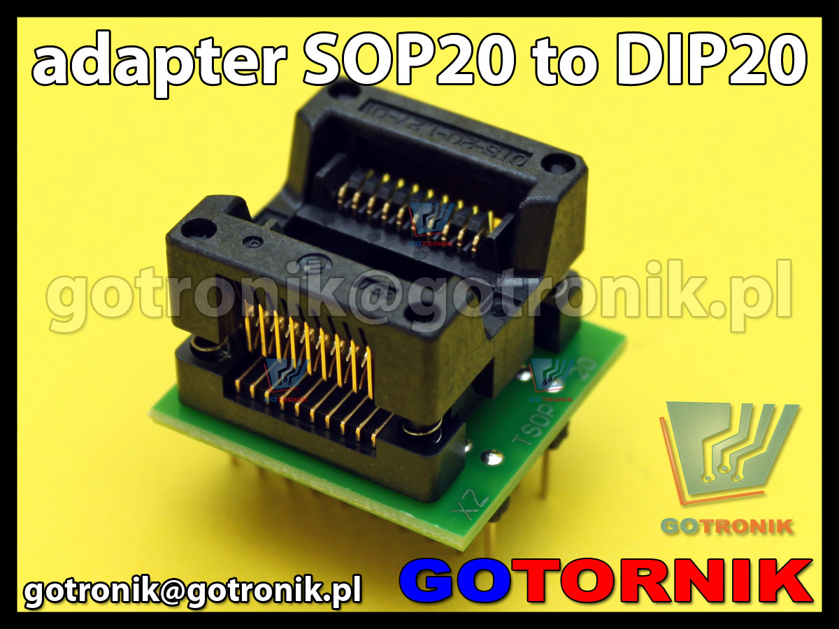 Adapter SOP20 to DIP20 1:1 uniwersalny do programatorów SMD 1,27mm 50mils SOIC SOP SO