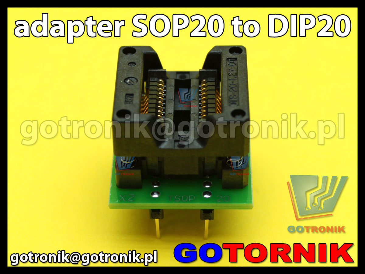 Adapter SOP20 to DIP20 1:1 uniwersalny do programatorów SMD 1,27mm 50mils SOIC SOP SO