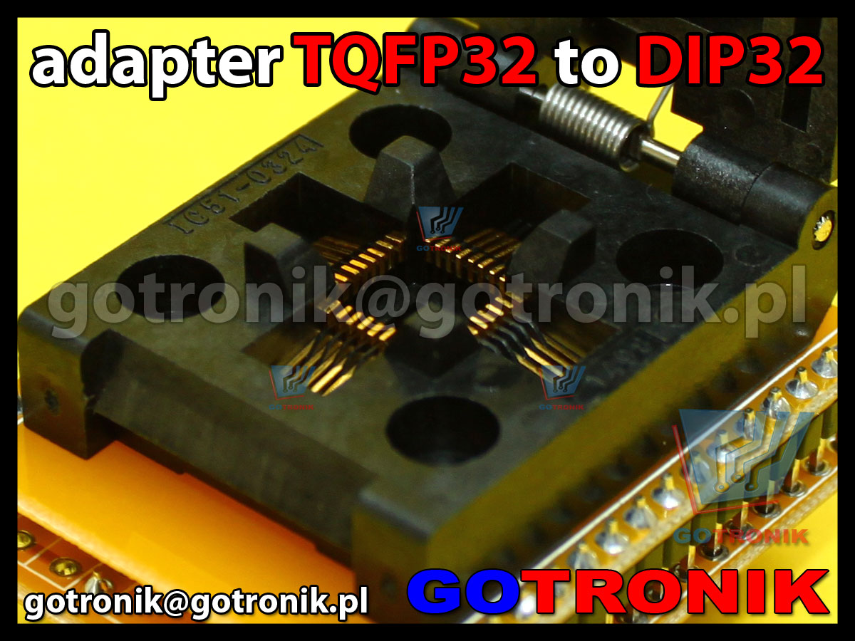 adapter TQFP32 to DIP32 uniwersalny 1:1 do programatorów qfp32 ATMEGA8, ATMEGA8A, ATMEGA8L, ATMEGA48, ATMEGA48V, ATMEGA88, ATMEGA88V, ATMEGA168, ATMEGA168V, ATMEGA328P