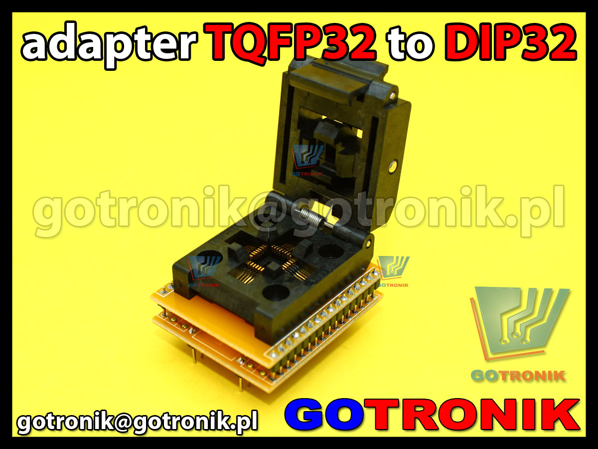 adapter TQFP32 to DIP32 uniwersalny 1:1 do programatorów qfp32 ATMEGA8, ATMEGA8A, ATMEGA8L, ATMEGA48, ATMEGA48V, ATMEGA88, ATMEGA88V, ATMEGA168, ATMEGA168V, ATMEGA328P