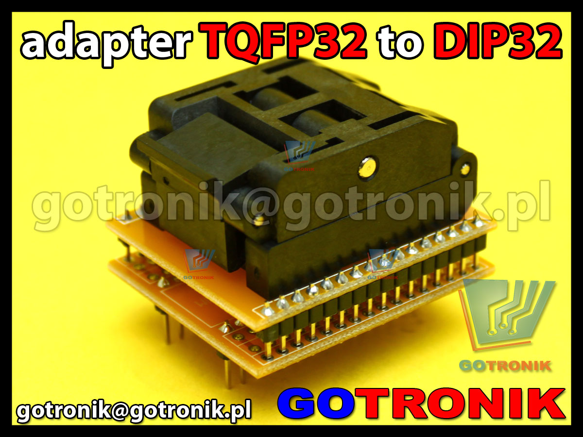 adapter TQFP32 to DIP32 uniwersalny 1:1 do programatorów qfp32 ATMEGA8, ATMEGA8A, ATMEGA8L, ATMEGA48, ATMEGA48V, ATMEGA88, ATMEGA88V, ATMEGA168, ATMEGA168V, ATMEGA328P