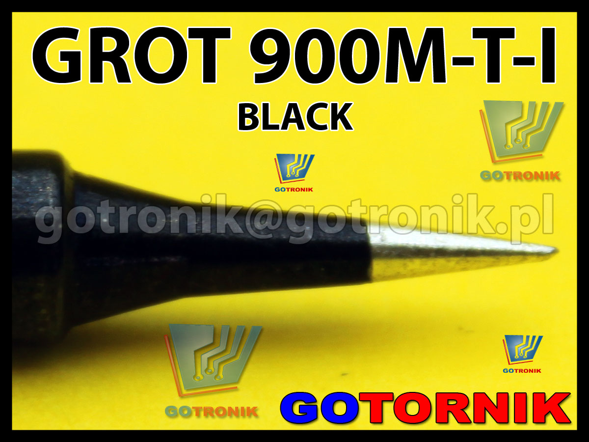 Grot 900M-T-I ostry stożek 0,5mm BLACK do SMD Zhaoxin 936a 936d 852D 898d 868 d Aoyue PT WEP Yihua