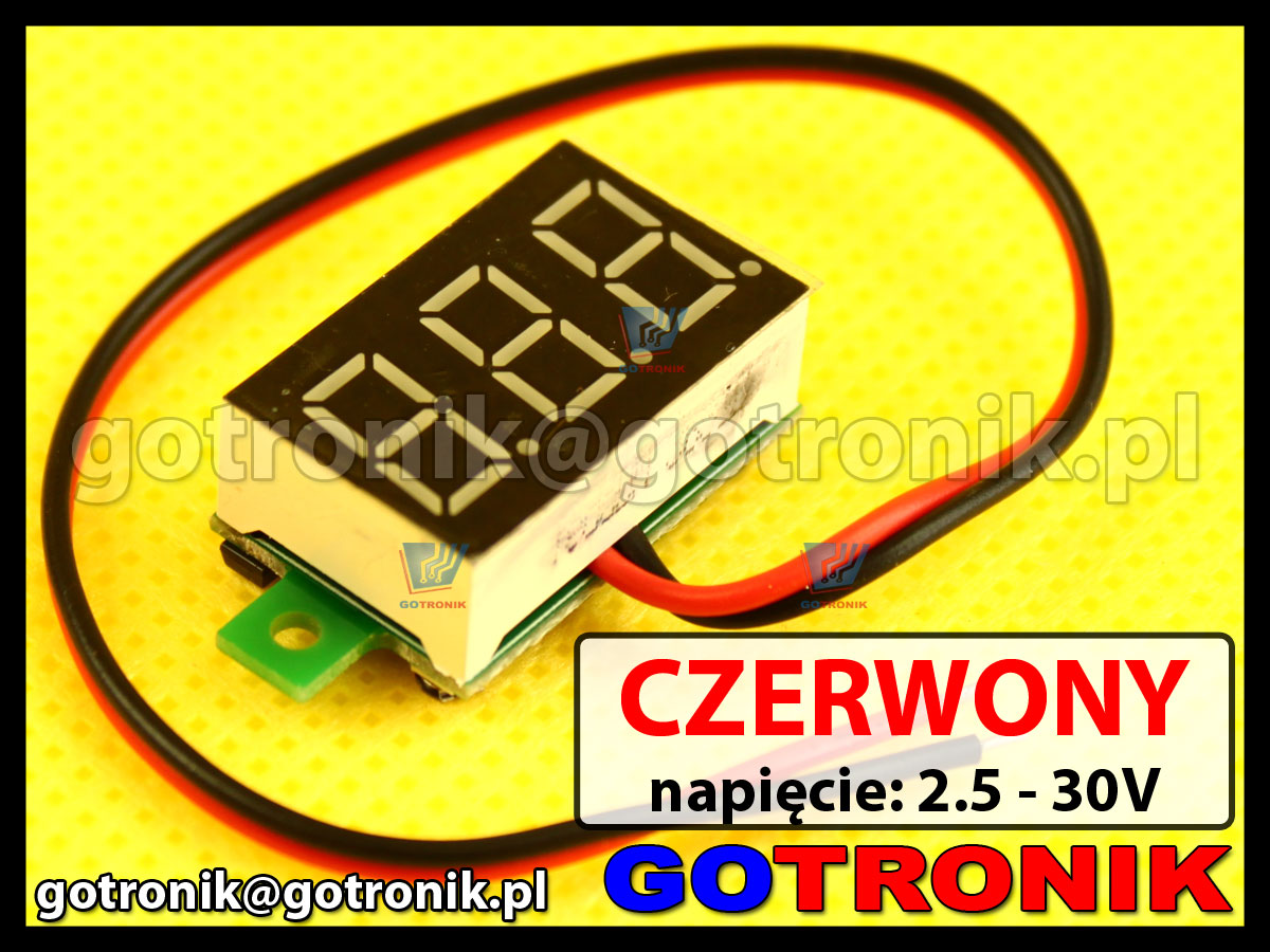Woltomierz panelowy cyfrowy LED 2,5-30V CZERWONY