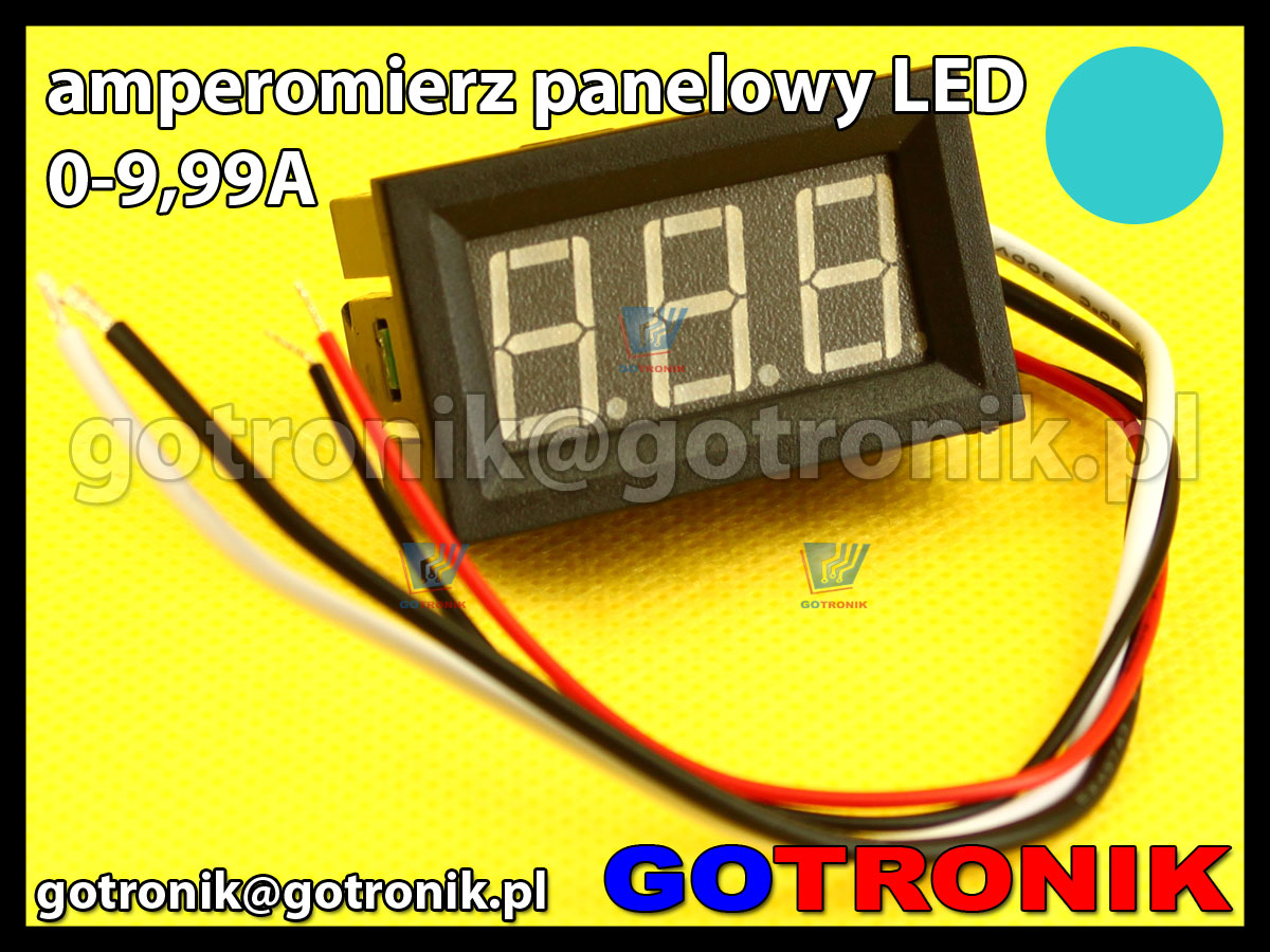 amperomierz panelowy cyfrowy LED 0-9,99A w obudowie C27 10A