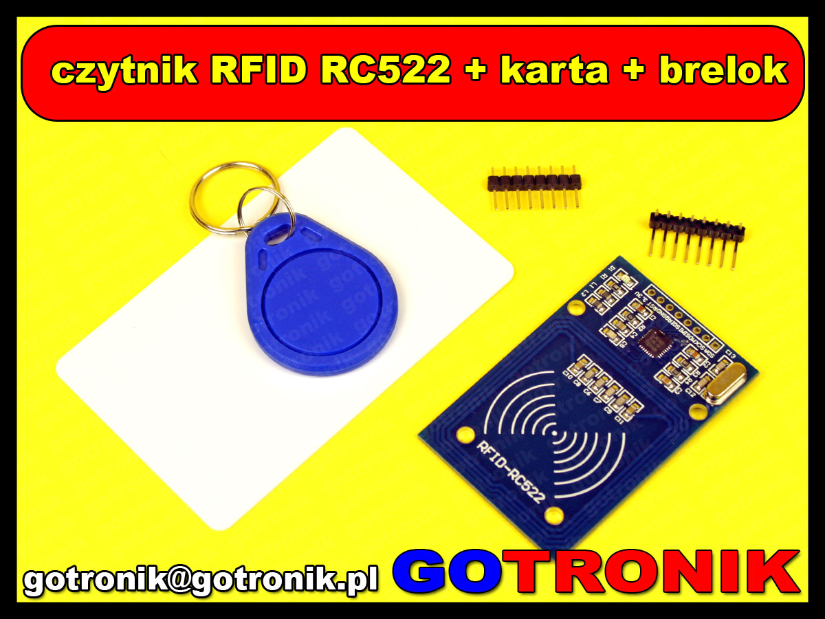 Moduł czytnika RFID RC522 + karta + brelok